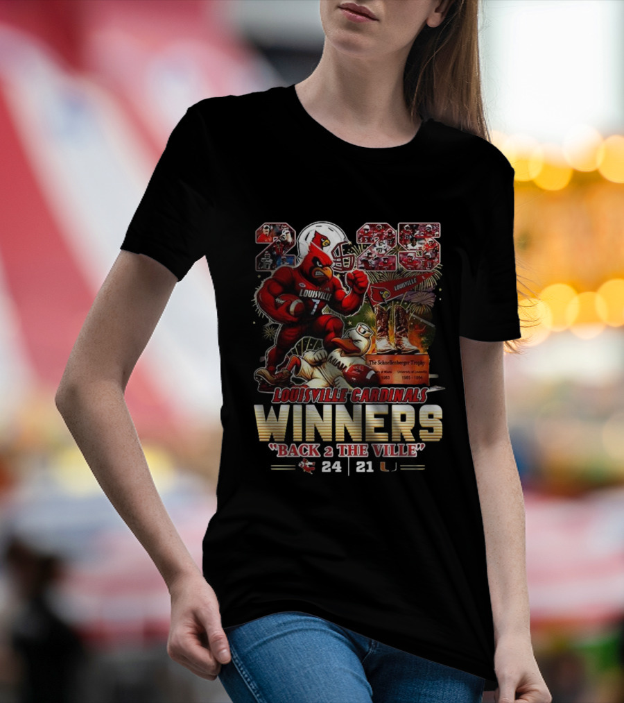 Louisville Cardinals Winners Back 2 The Ville 2025 Schnellenberger Trophy T-Shirt
