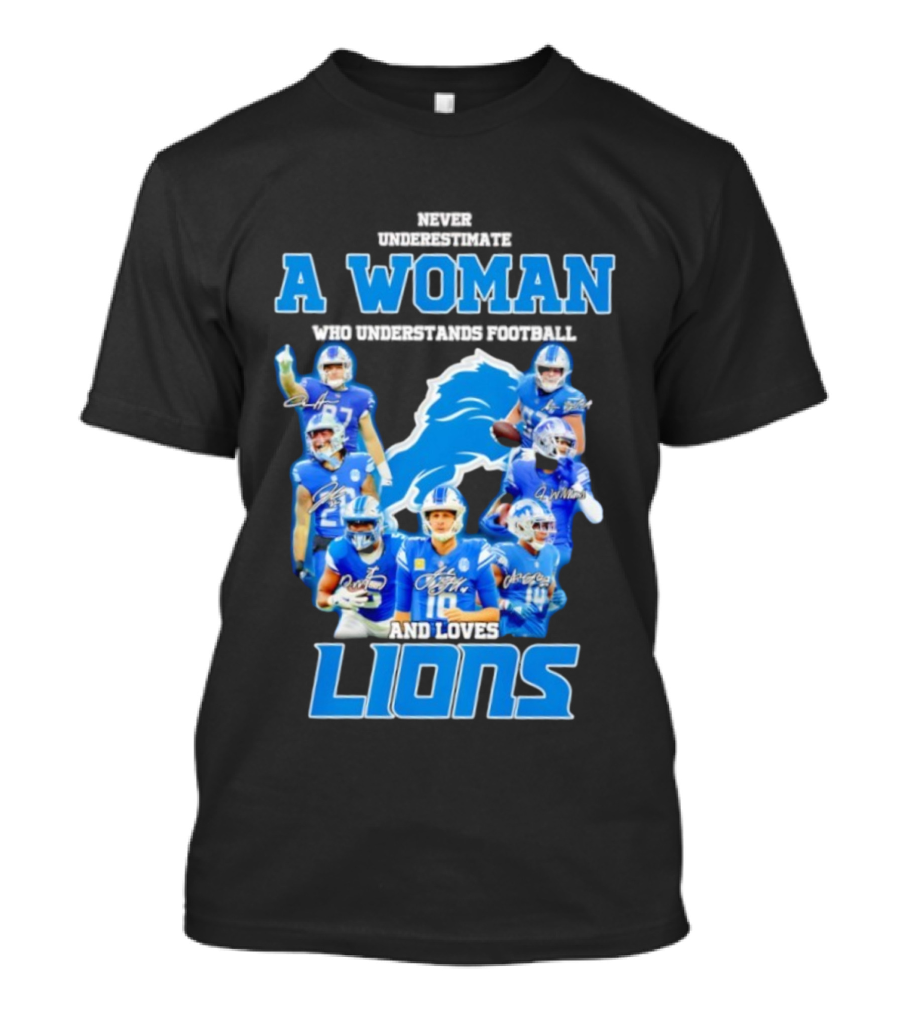 A Woman Who Understands Football And Loves Lions Players T-Shirt