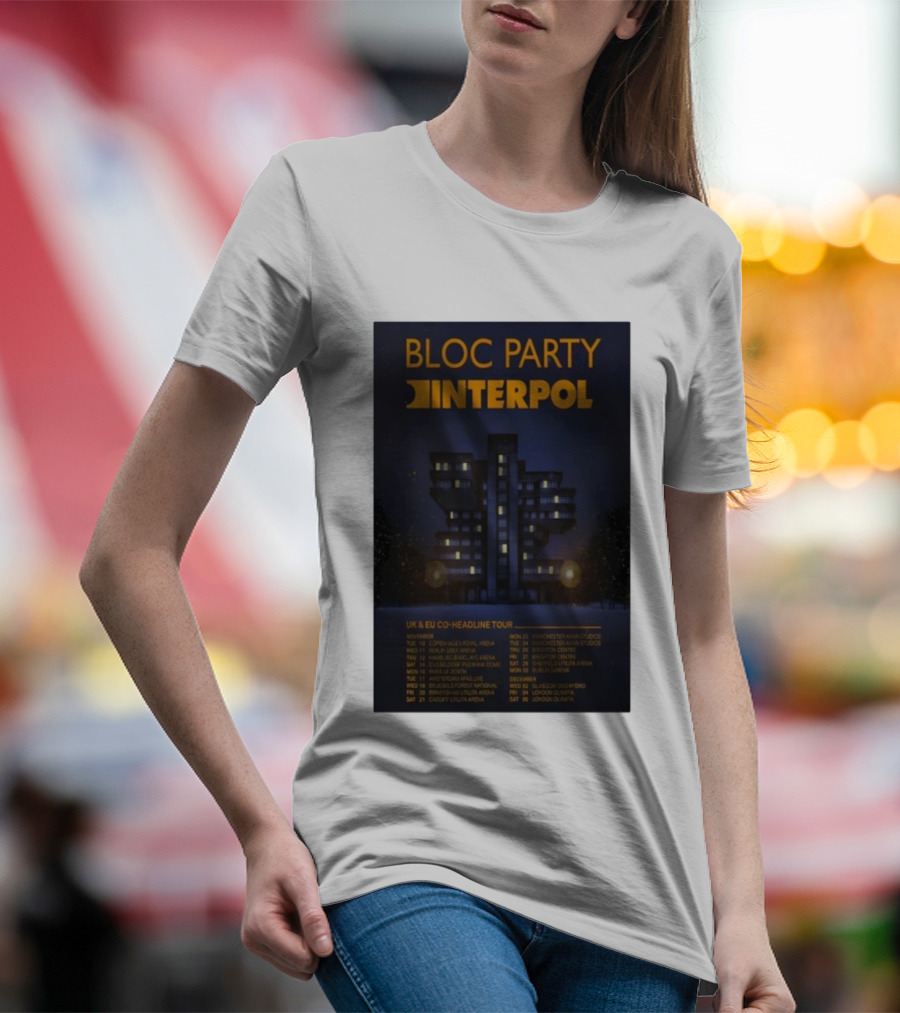 Bloc Party Interpol UK EU Co-Headline Tour November 2026 T-Shirt