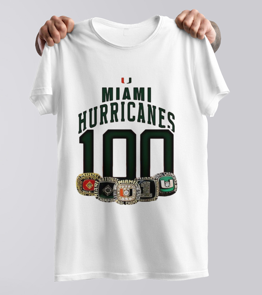 Miami Hurricanes 100 National Champions Rings T-Shirt