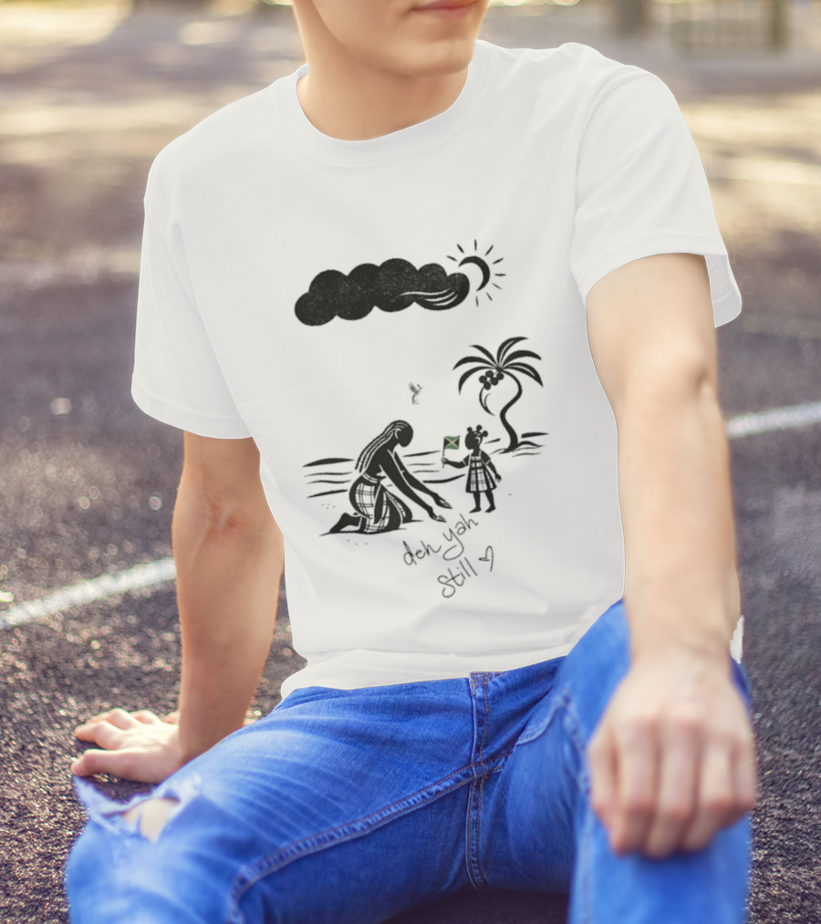 Jodie Turner-Smith X Project Hope Deh Yah Still Jamaican Flag Palm Tree Clouds Sun T-Shirt