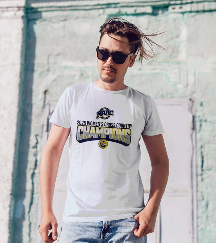 Quinnipiac University 2025 Women's Cross Country Champions MAAC Logo T-Shirt