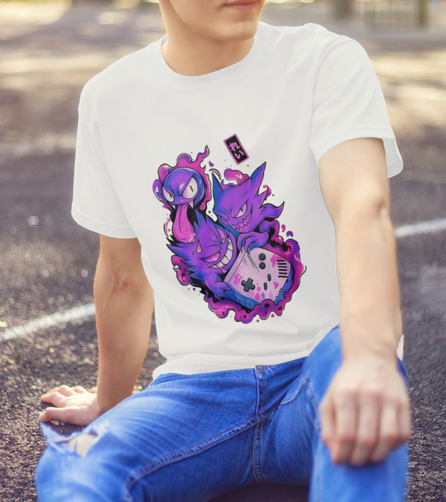 Gastly Haunter Gengar Retro Game Console Pokemon Art霊 T-Shirt