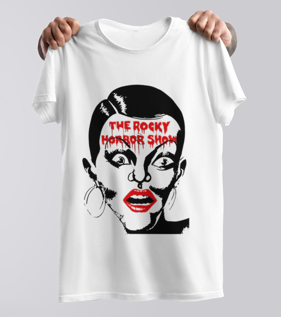 The Rocky Horror Show Dripping Text Vintage 70s Red Lips Graphic T-Shirt