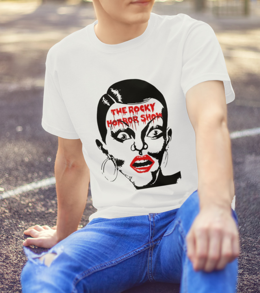 The Rocky Horror Show Dripping Text Vintage 70s Red Lips Graphic T-Shirt