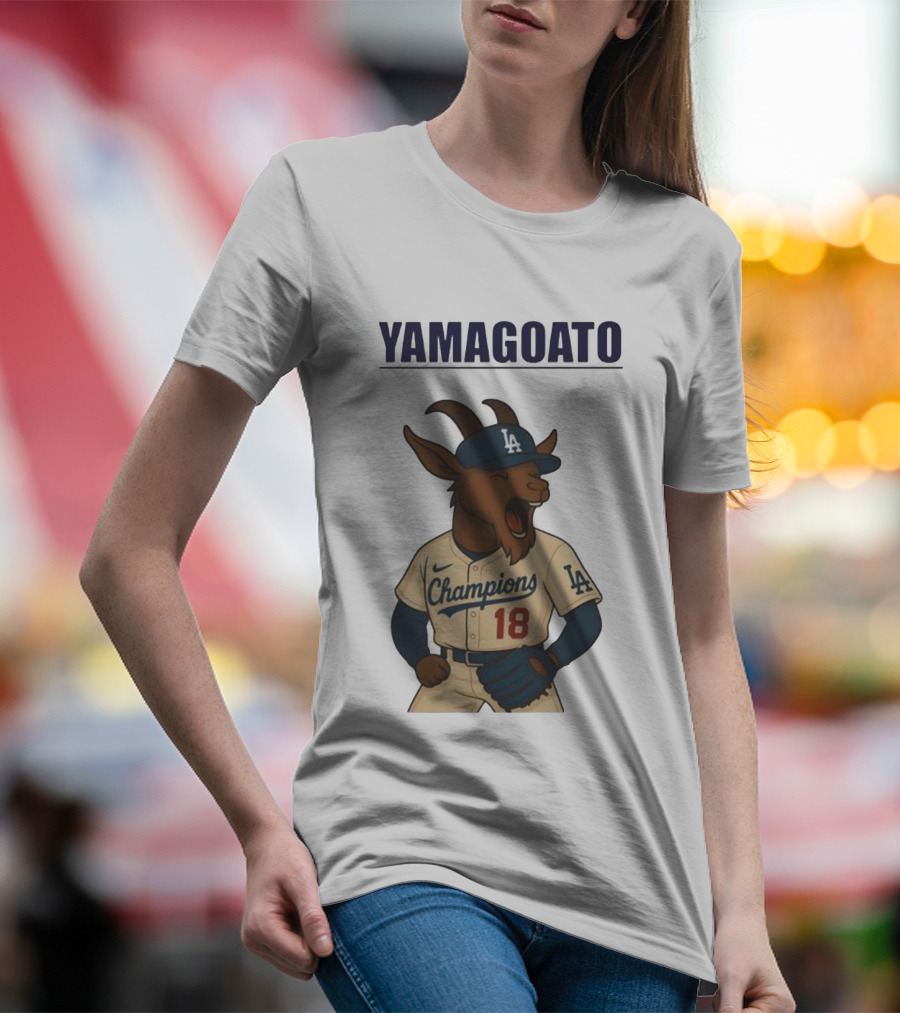 Yamagoato Champions LA 18 Goat Baseball Illustration T-Shirt