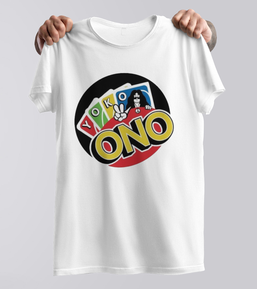 Yoko Ono Uno Peace Sign Card Game Mashup T-Shirt
