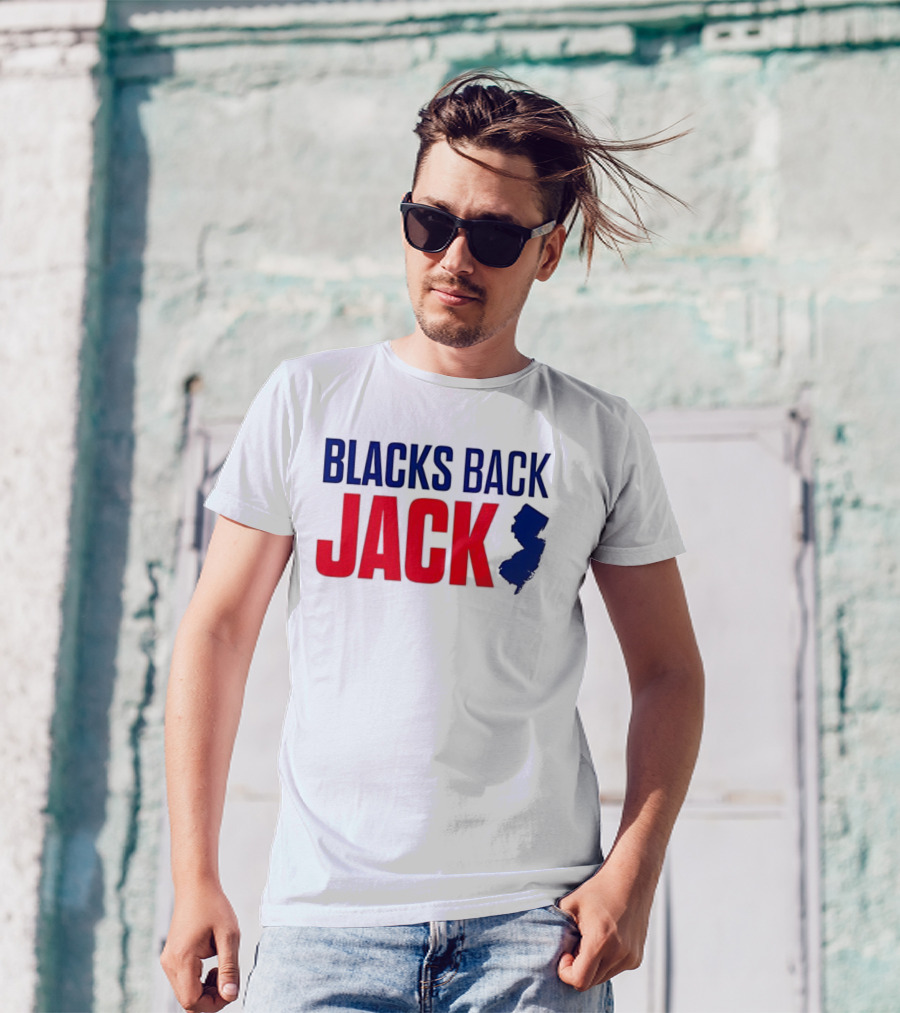 Blacks Back Jack New Jersey Map Support T-Shirt