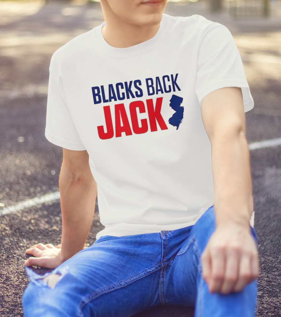 Blacks Back Jack New Jersey Map Support T-Shirt