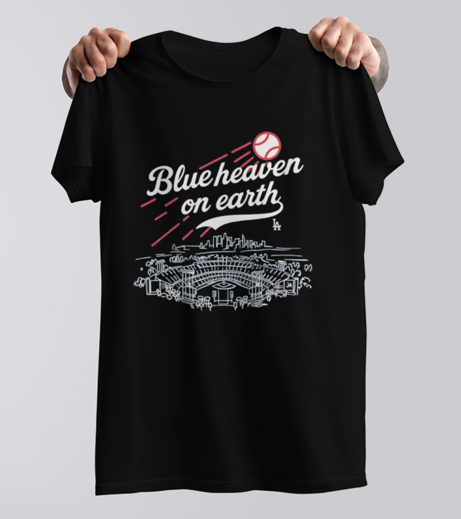 Blue Heaven On Earth Dodger Stadium Baseball Scene T-Shirt
