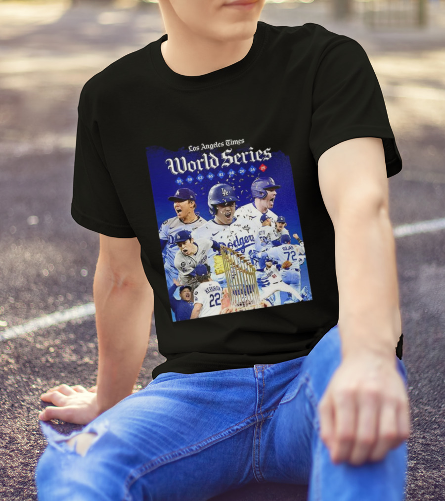 Los Angeles Dodgers World Series Champions 2025 Celebration With Iconic Moments And Championship Years T-Shirt