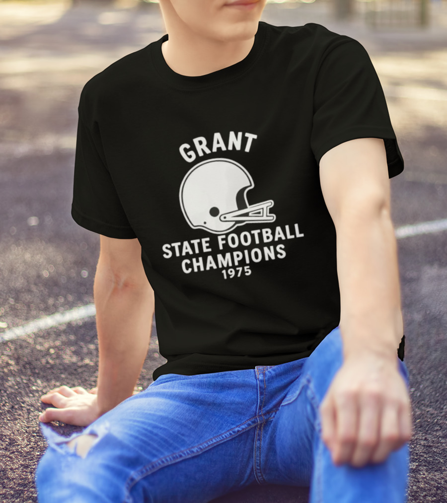 Grant State Football Champions 1975 Helmet T-Shirt