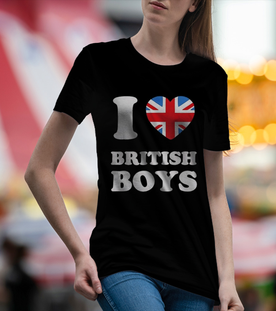 I Love British Boys Union Jack Heart Design T-Shirt