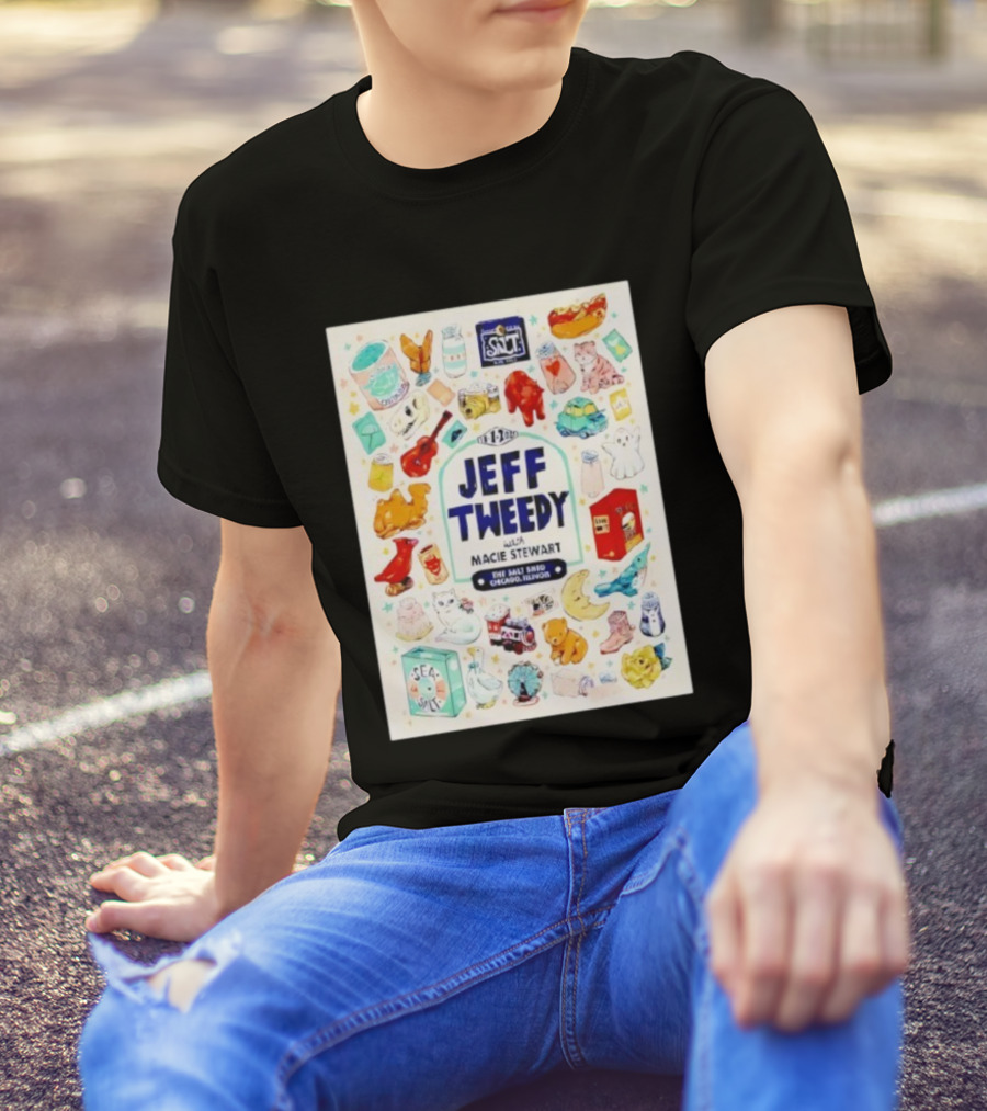 Jeff Tweedy With Macie Stewart The Salt Shed Chicago Illinois November 1 2025 Sea Salt Cats Boots Moon Pizza T-Shirt