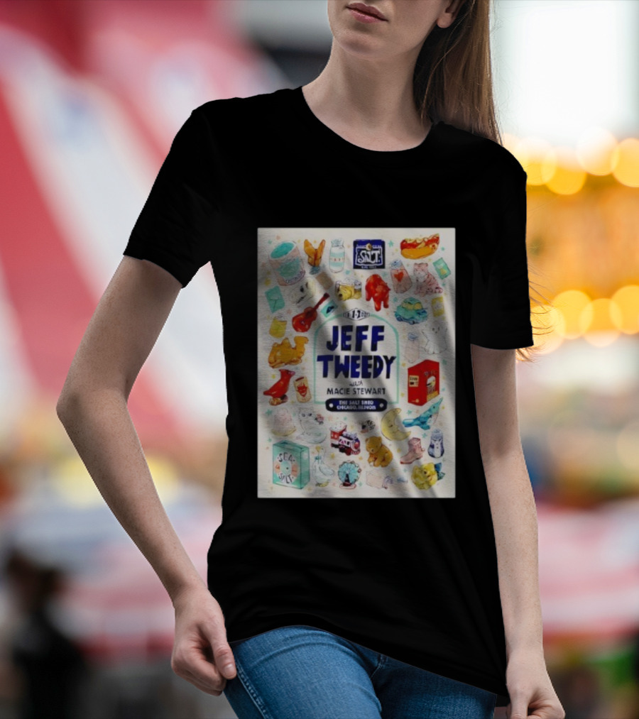 Jeff Tweedy With Macie Stewart The Salt Shed Chicago Illinois November 1 2025 Sea Salt Cats Boots Moon Pizza T-Shirt