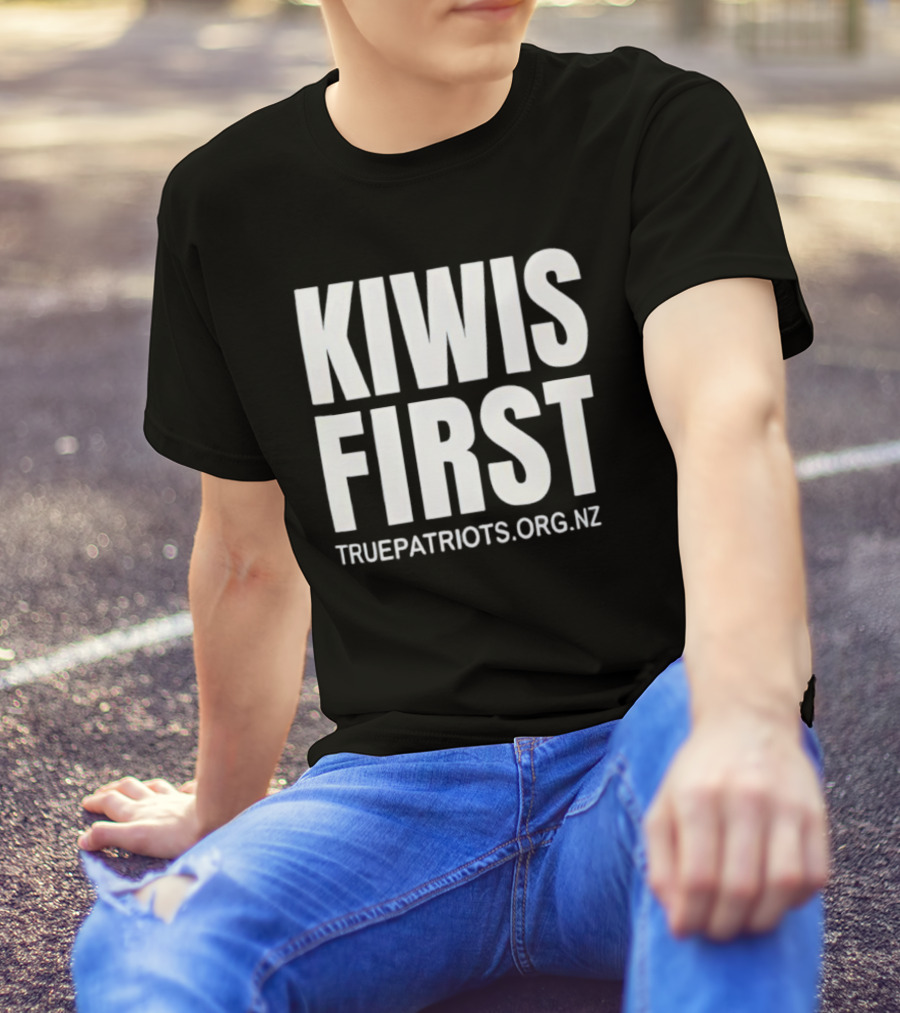 Kiwis First Truepatriots.org.nz Bold Text Statement T-Shirt