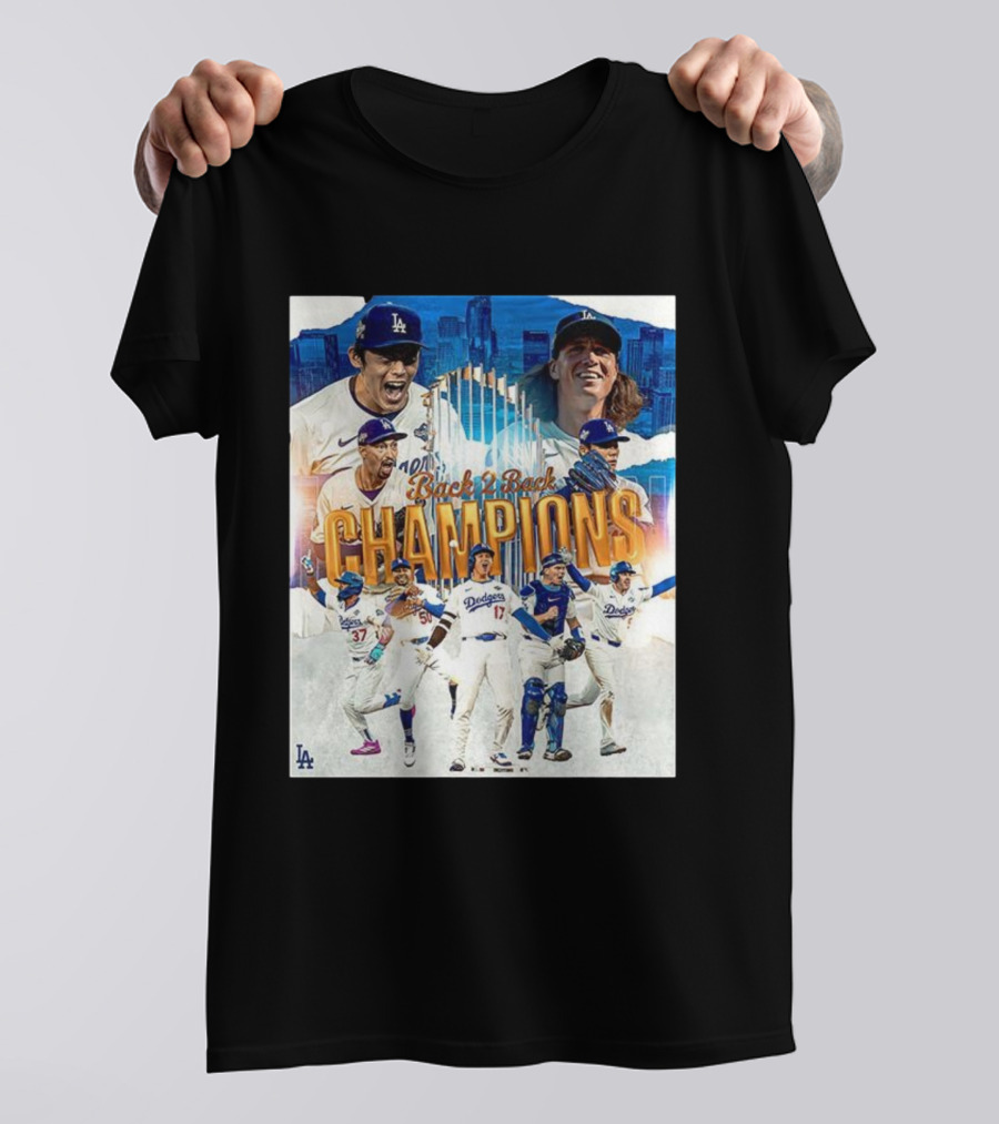 Back 2 Back Champions Los Angeles Dodgers 2025 Celebration T-Shirt