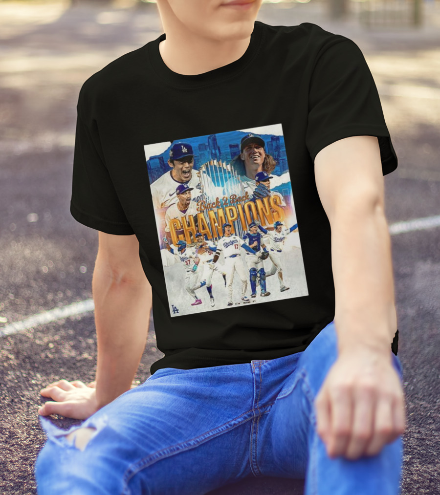 Back 2 Back Champions Los Angeles Dodgers 2025 Celebration T-Shirt