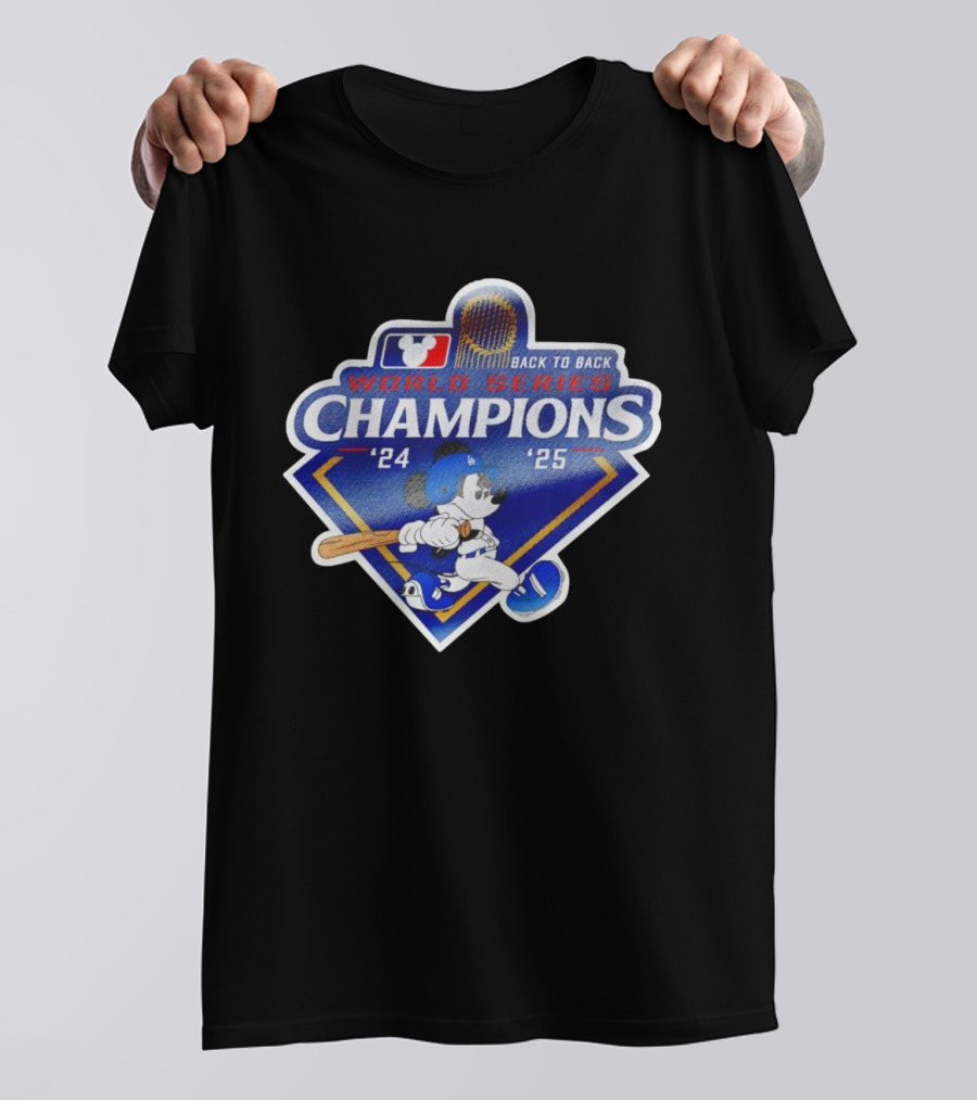 Back To Back World Series Champions '24 '25 Mickey Mouse Dodgers T-Shirt