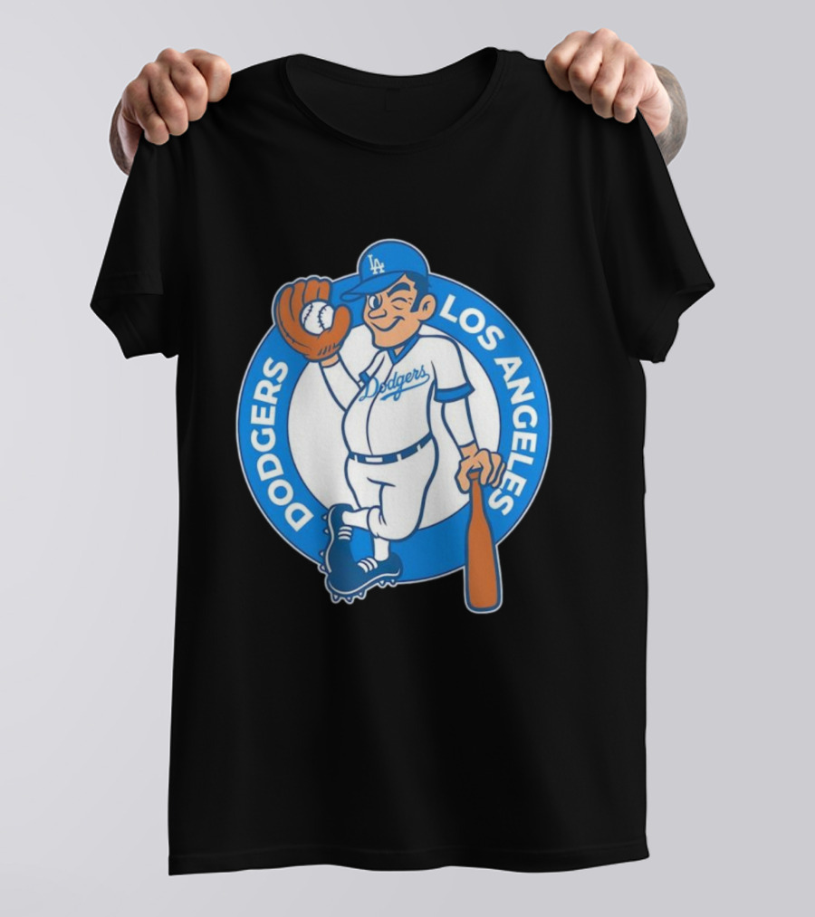 Los Angeles Dodgers Vintage Cartoon Character MLB Team Retro Style T-Shirt