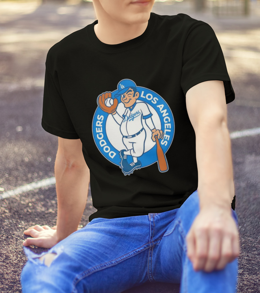 Los Angeles Dodgers Vintage Cartoon Character MLB Team Retro Style T-Shirt