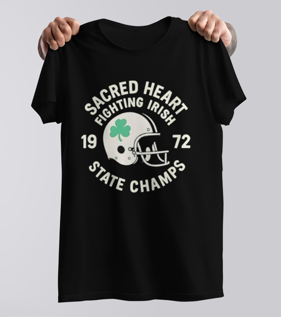 Sacred Heart Fighting Irish 1972 State Champs Football Helmet T-Shirt