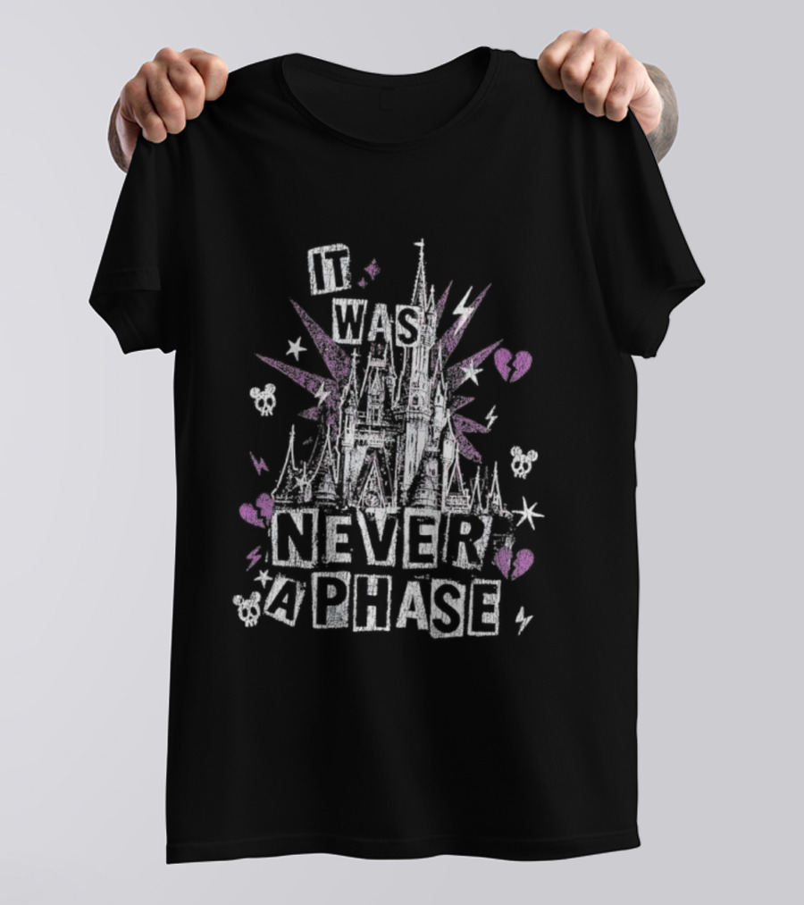 The Lost Bros It Was Never A Phase Pink Hearts Halloween Castle T-Shirt