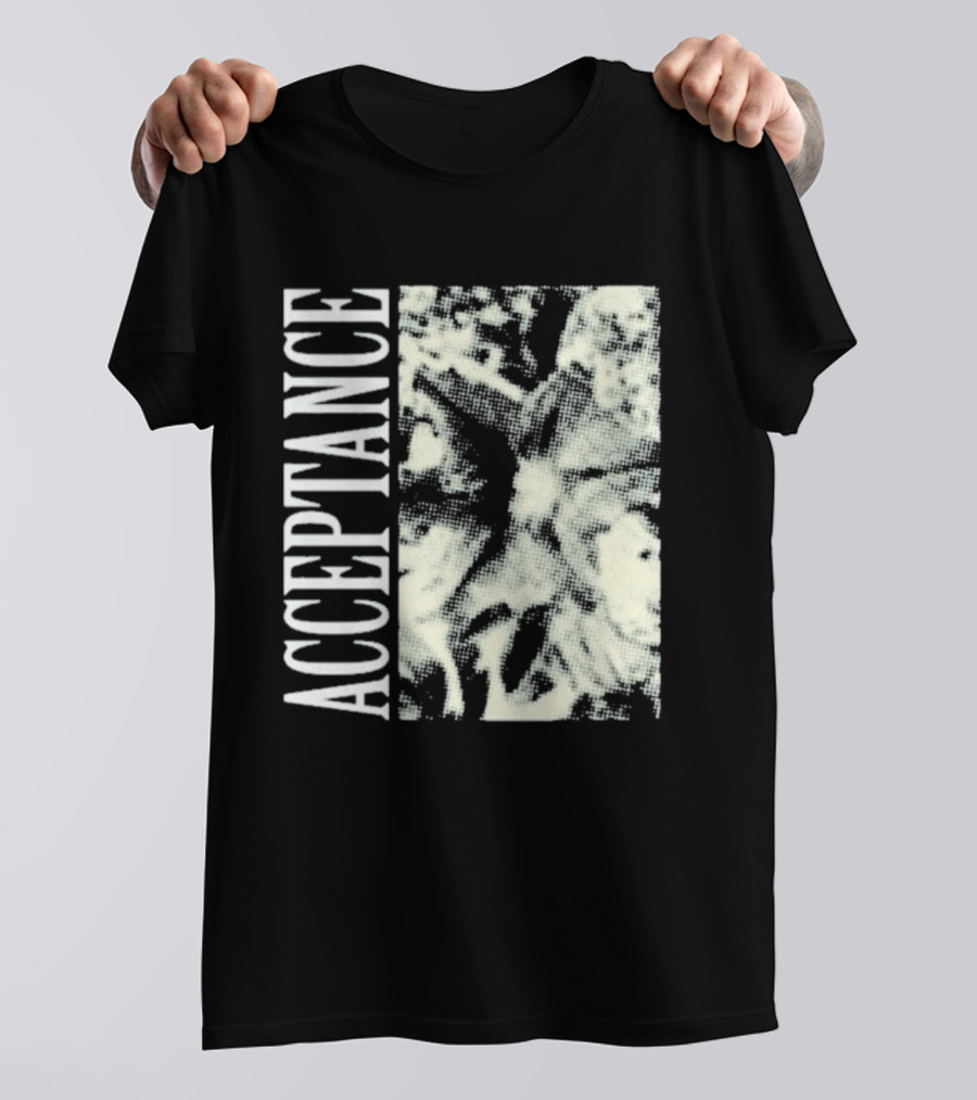 Acceptance 90s Grunge Style Vertical Text Block T-Shirt