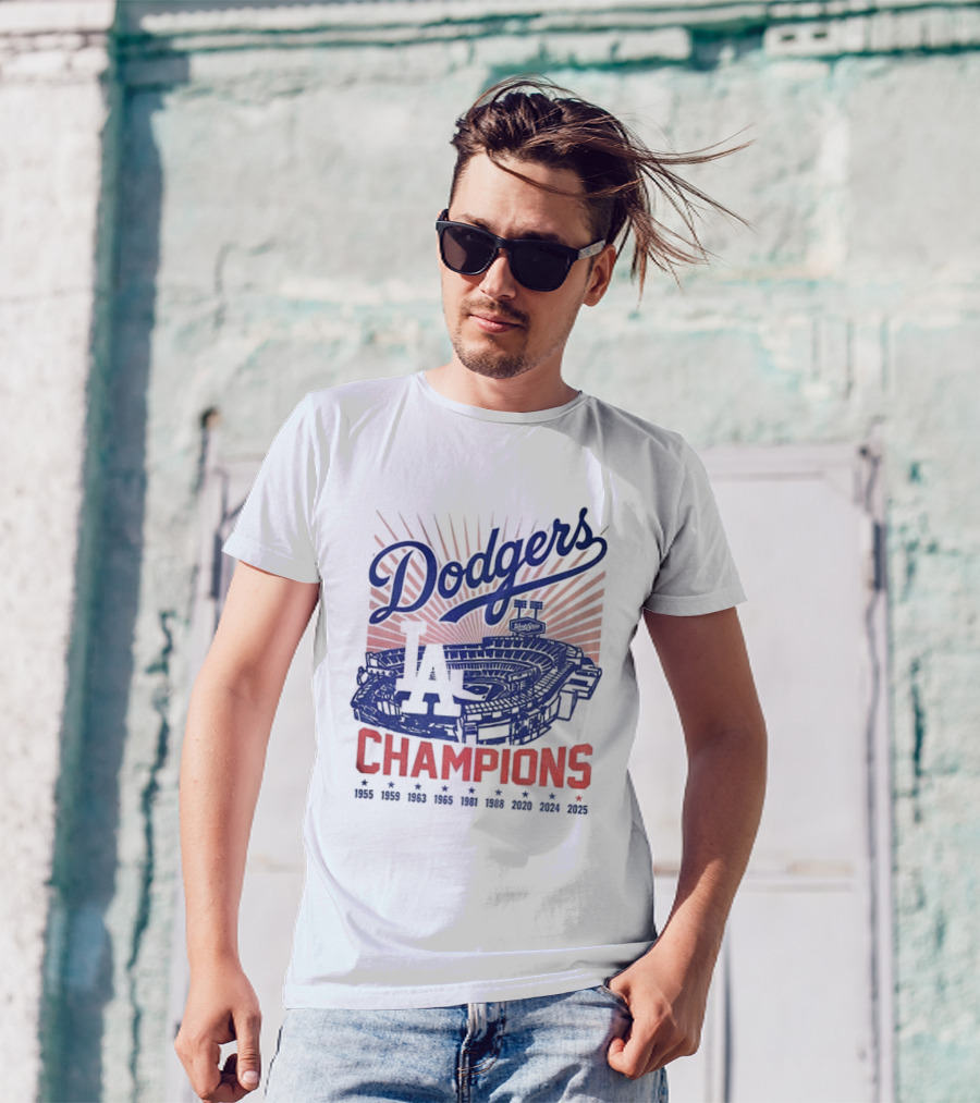 Stadium 2025 Los Angeles Dodgers Baseball Champions 1955 2025 T-Shirt