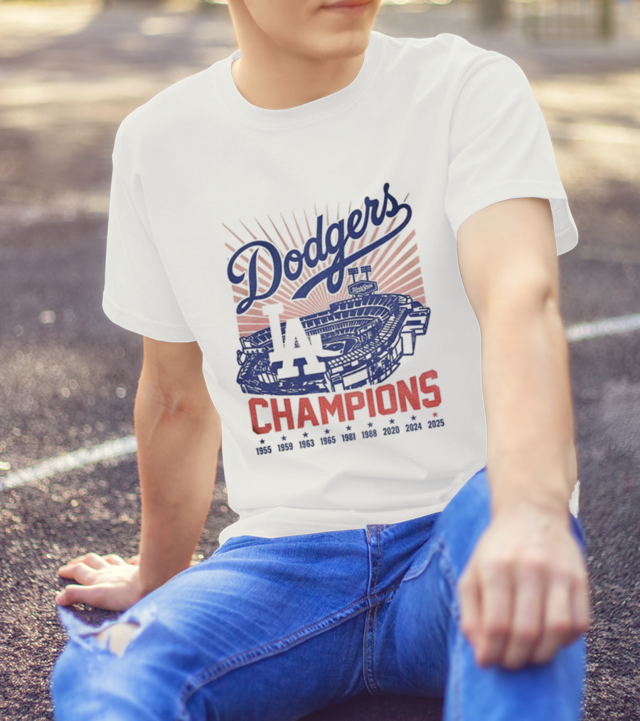 Stadium 2025 Los Angeles Dodgers Baseball Champions 1955 2025 T-Shirt