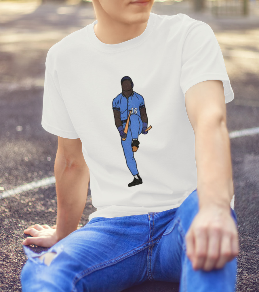 Bo Bichette Field Breaker Action Baseball Number 16 Blue Uniform T-Shirt