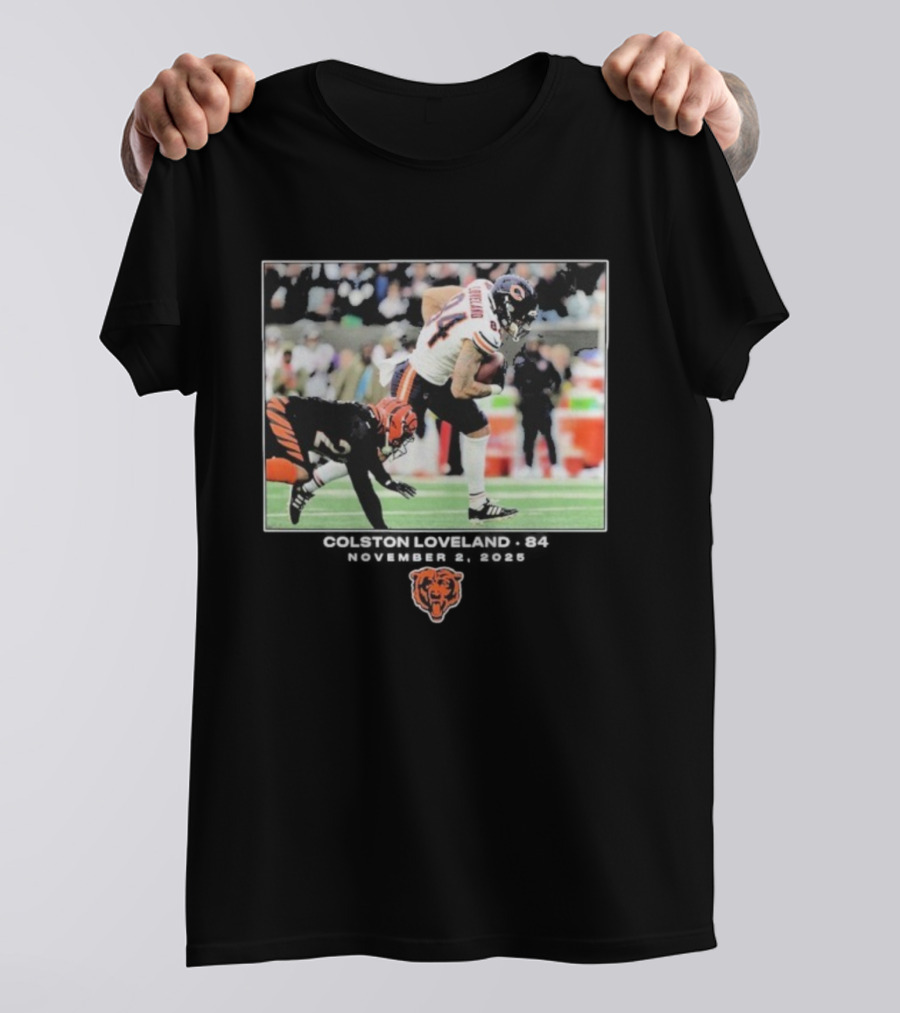 Colston Loveland #84 Chicago Bears NFL Week 8 November 2 2025 T-Shirt