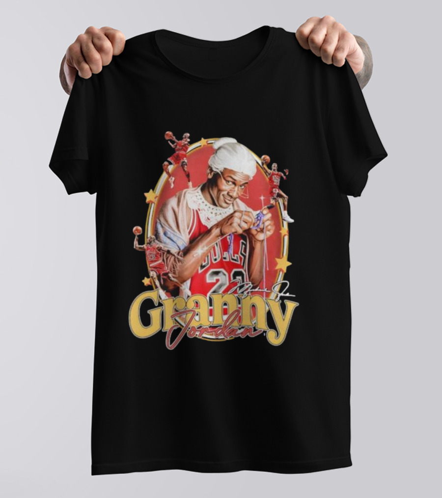 Granny Jordan Bulls 23 Basketball Stars Signature T-Shirt