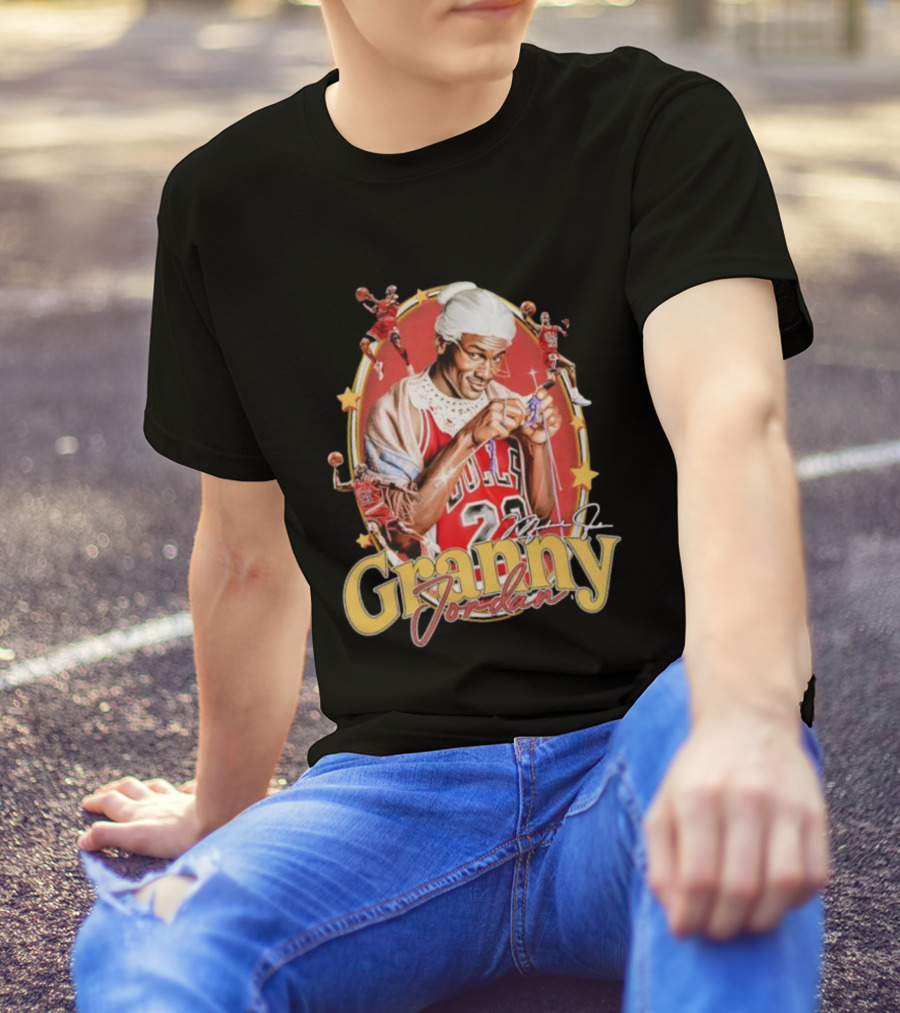 Granny Jordan Bulls 23 Basketball Stars Signature T-Shirt