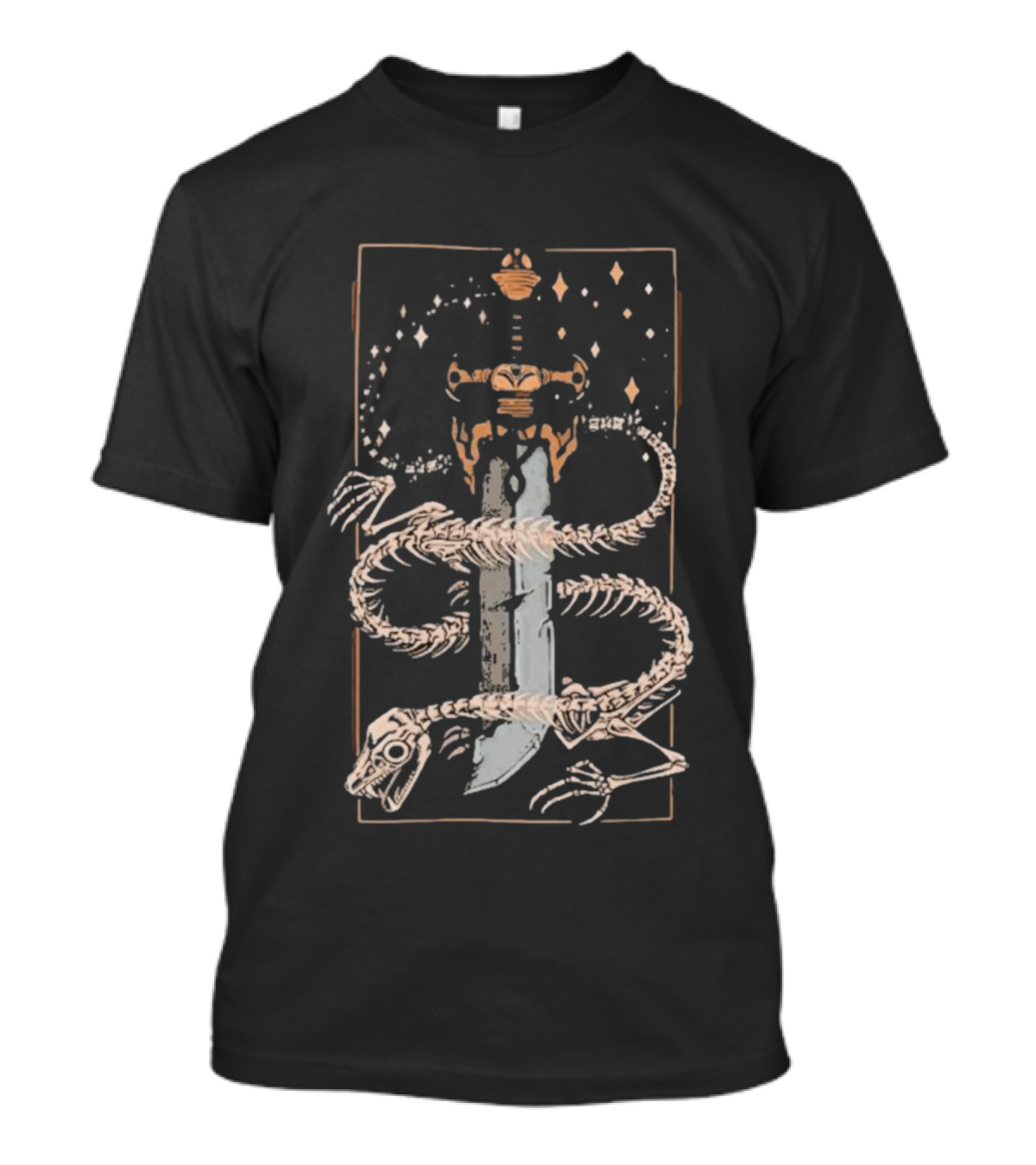 Just Roll With It TMK Sword Skeleton And Stars T-Shirt