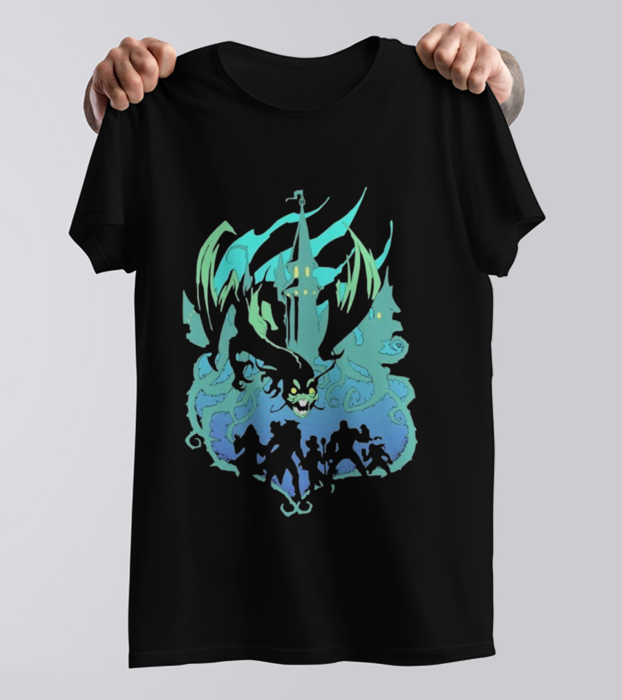 Legends Of Avantris Witchlight Jabberwock Fantasy Tower And Dragon Scene T-Shirt