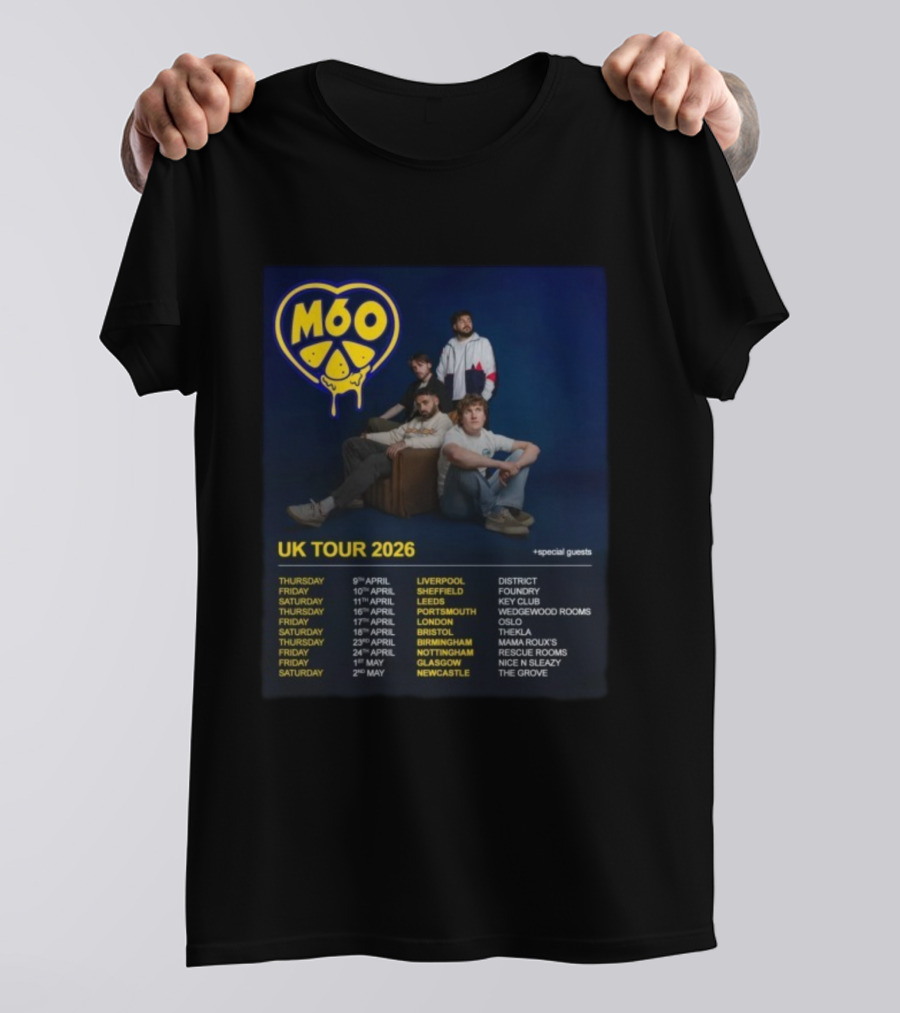 M60 UK Tour 2026 Liverpool Sheffield Leeds Portsmouth London Tour Dates T-Shirt