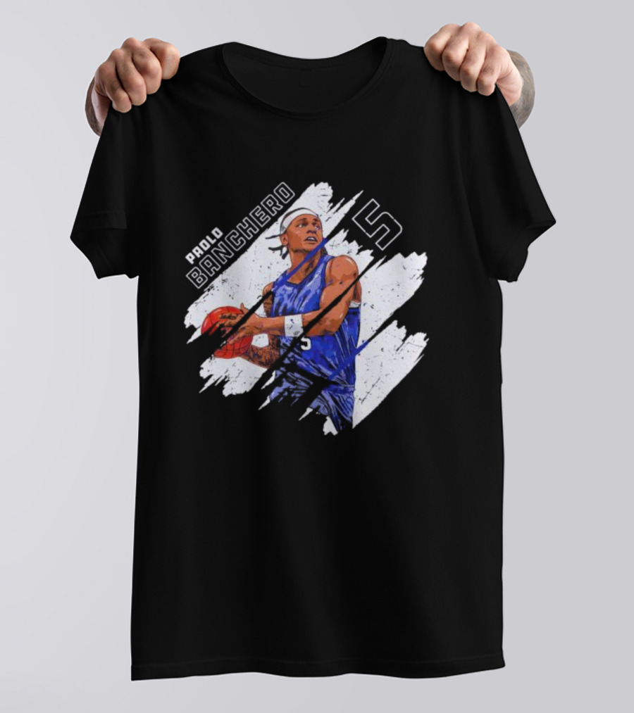 Orlando Magic Paolo Banchero Number 5 Signature Basketball Player Image T-Shirt