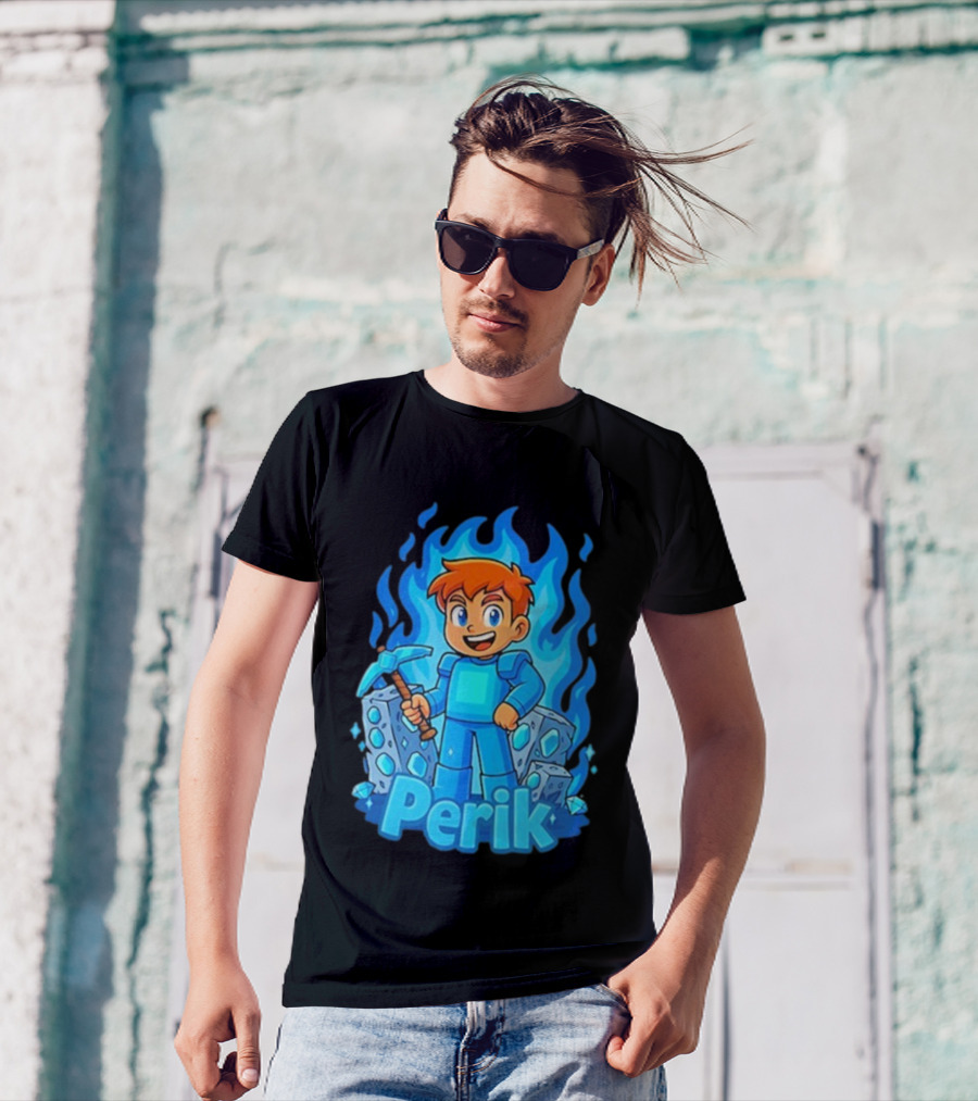 Perik Diamant Blue Flame Miner Character T-Shirt