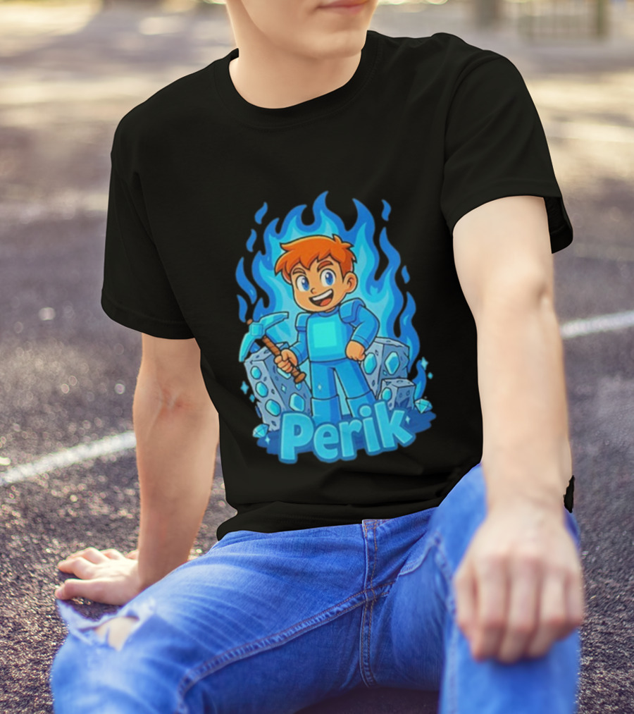 Perik Diamant Blue Flame Miner Character T-Shirt