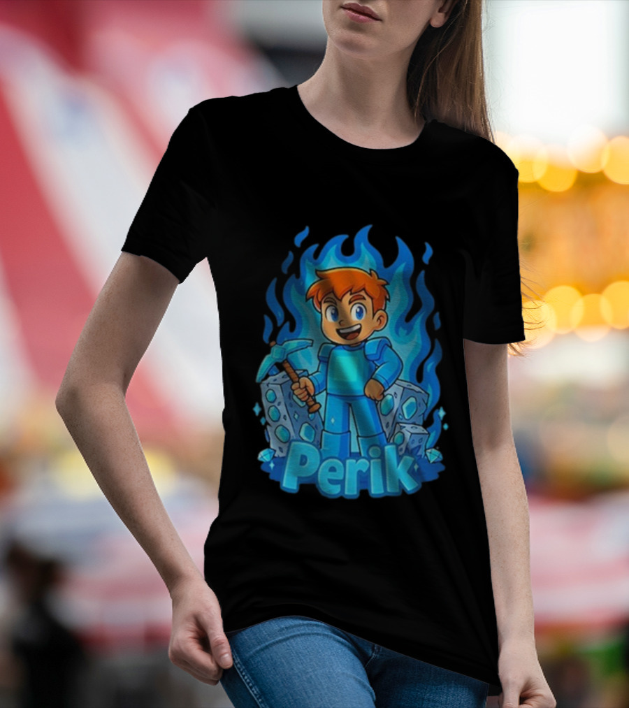 Perik Diamant Blue Flame Miner Character T-Shirt