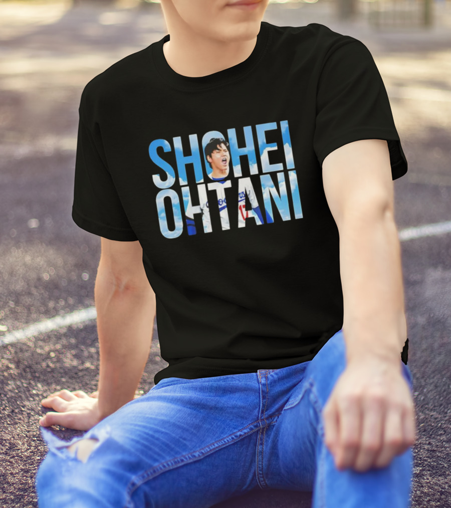 Shohei Ohtani Let's Go Dodgers With Blue Sky Letters T-Shirt