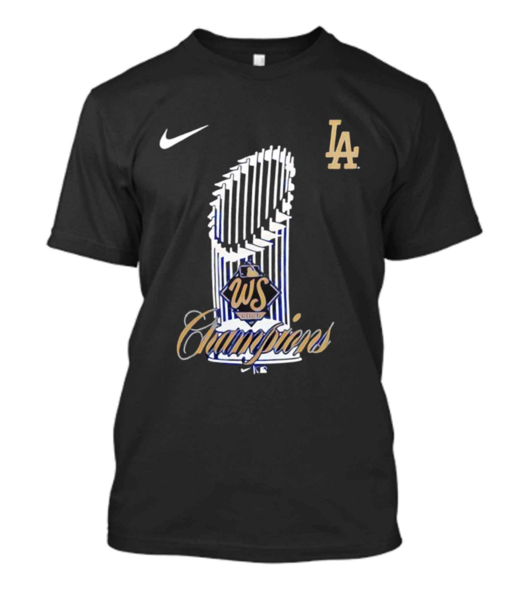 Los Angeles Dodgers 2025 WS Champions Trophy Nike LA T-Shirt