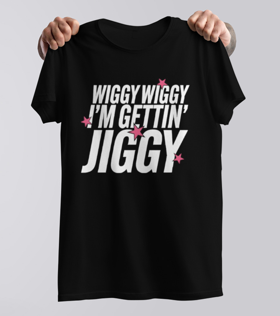 Wiggy Wiggy I'm Gettin' Jiggy Pink Stars T-Shirt