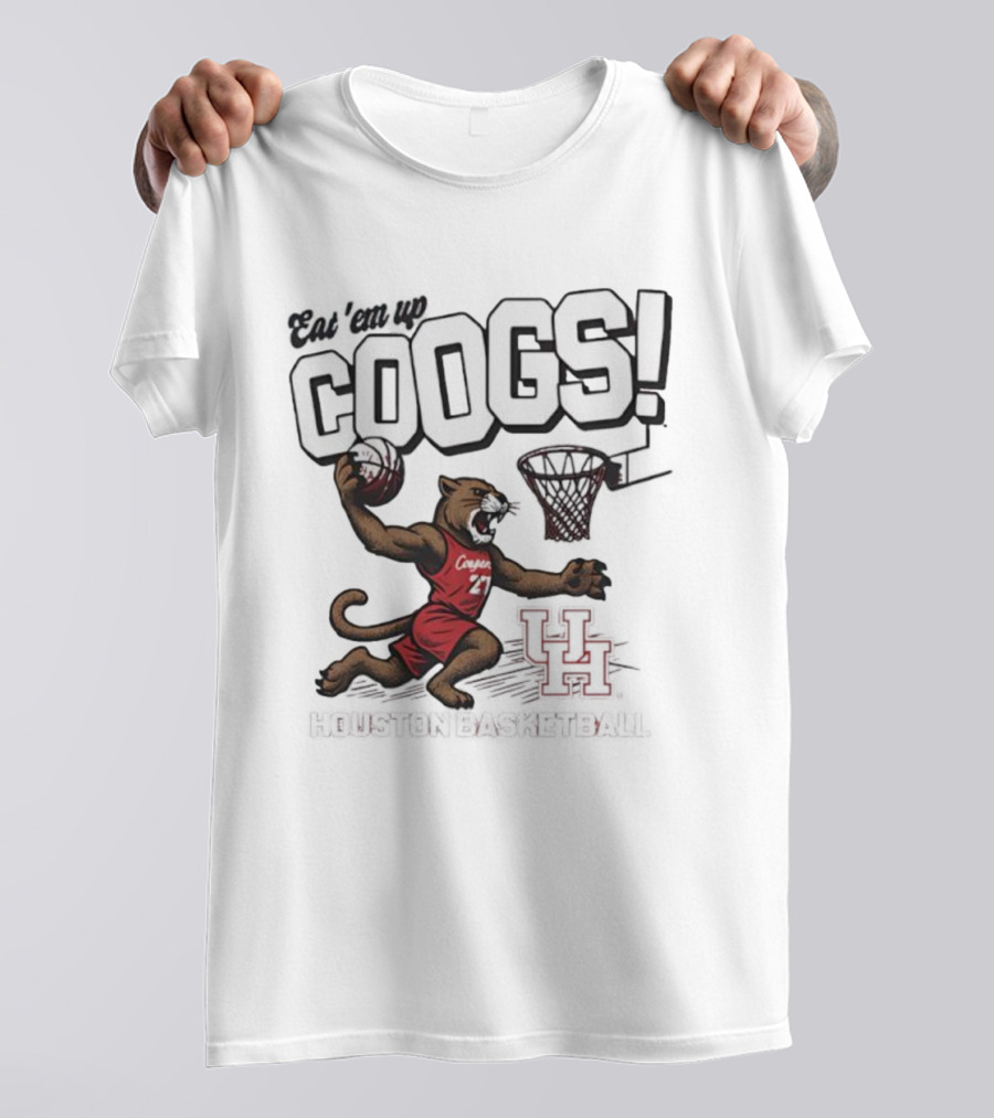 Eat 'Em Up Coogs Slam Dunk Houston Cougars Basketball Mascot T-Shirt