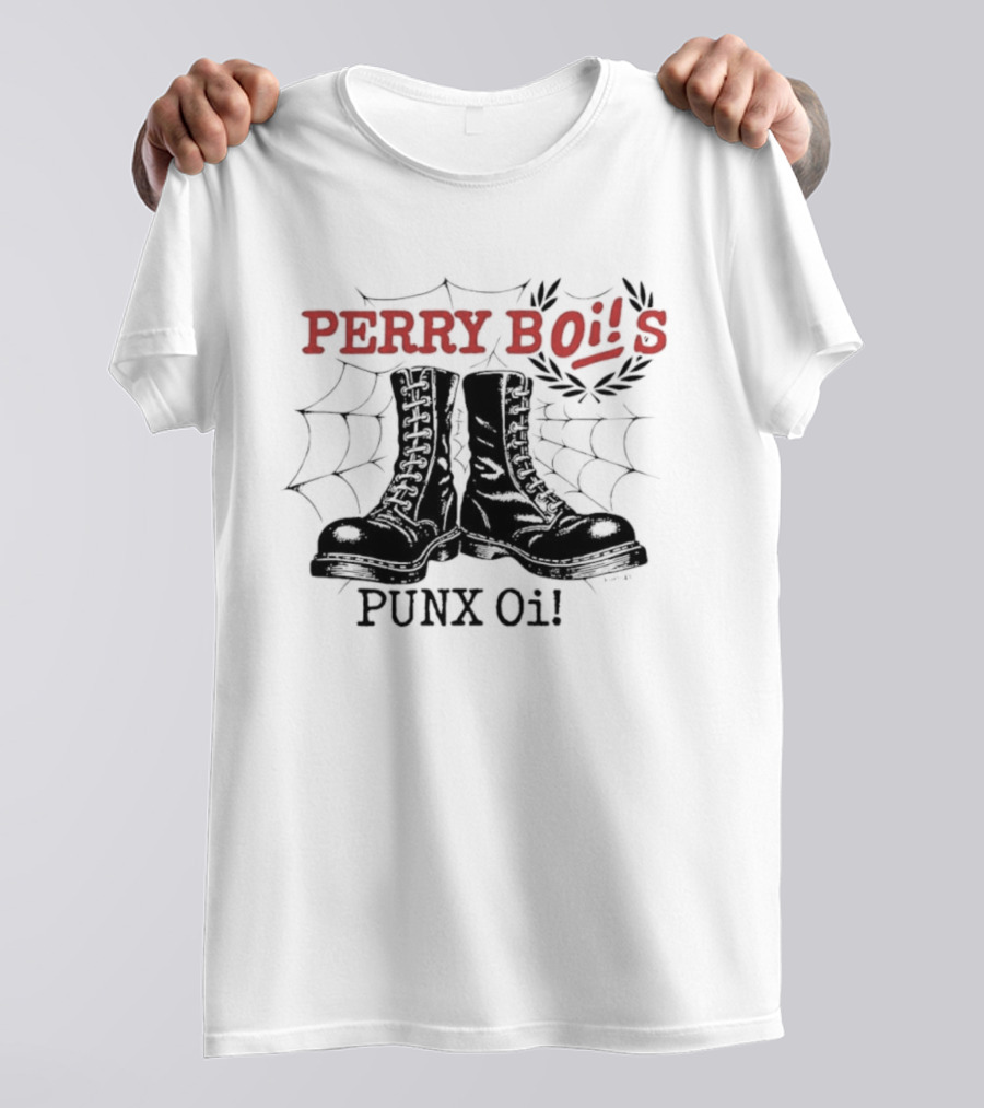 Perrybois Combat Boots Spiderweb Oi Band Graphic T-Shirt