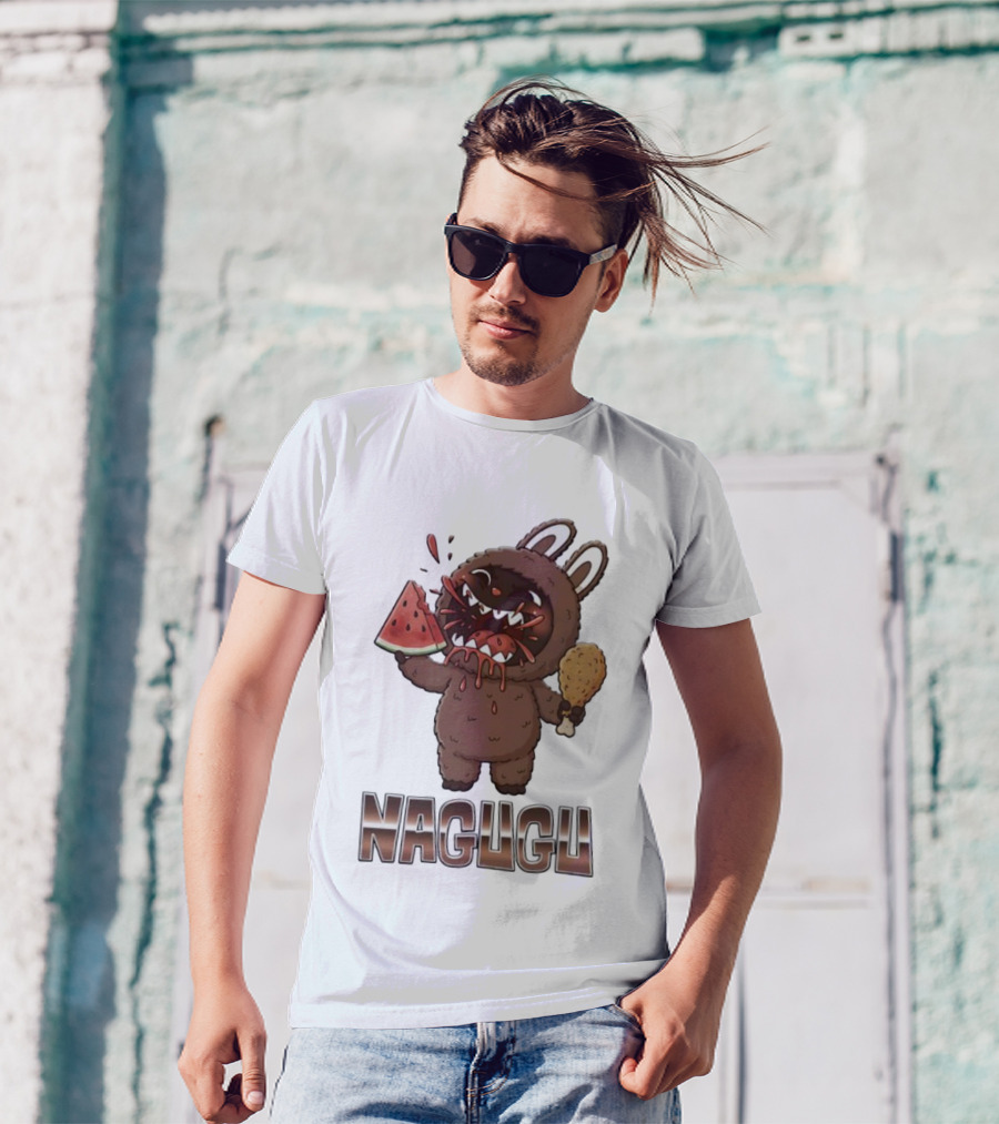 Monsters Nagugu Eating Watermelon And Fried Chicken Labubu T-Shirt