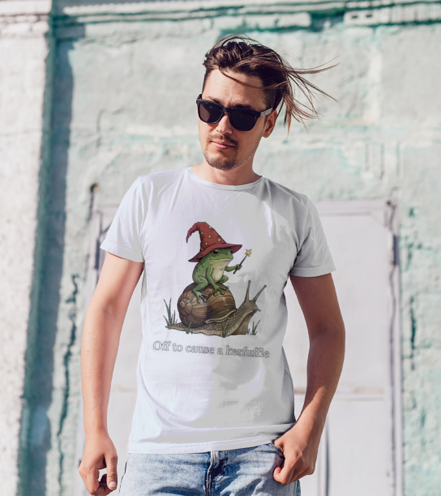 Whimsical Wizard Frog Snail Adventure Off To Cause A Kerfuffle T-Shirt