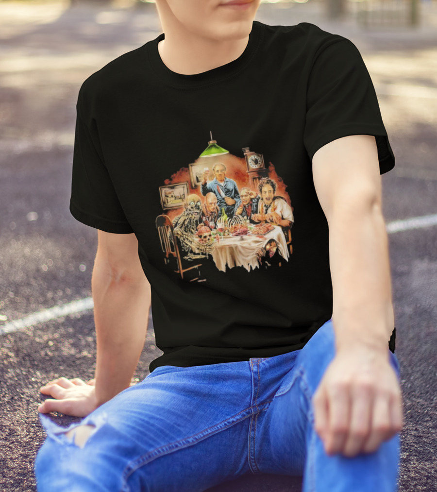 Cannibal Thanksgiving Horror Dinner With Skeletons And Monsters T-Shirt