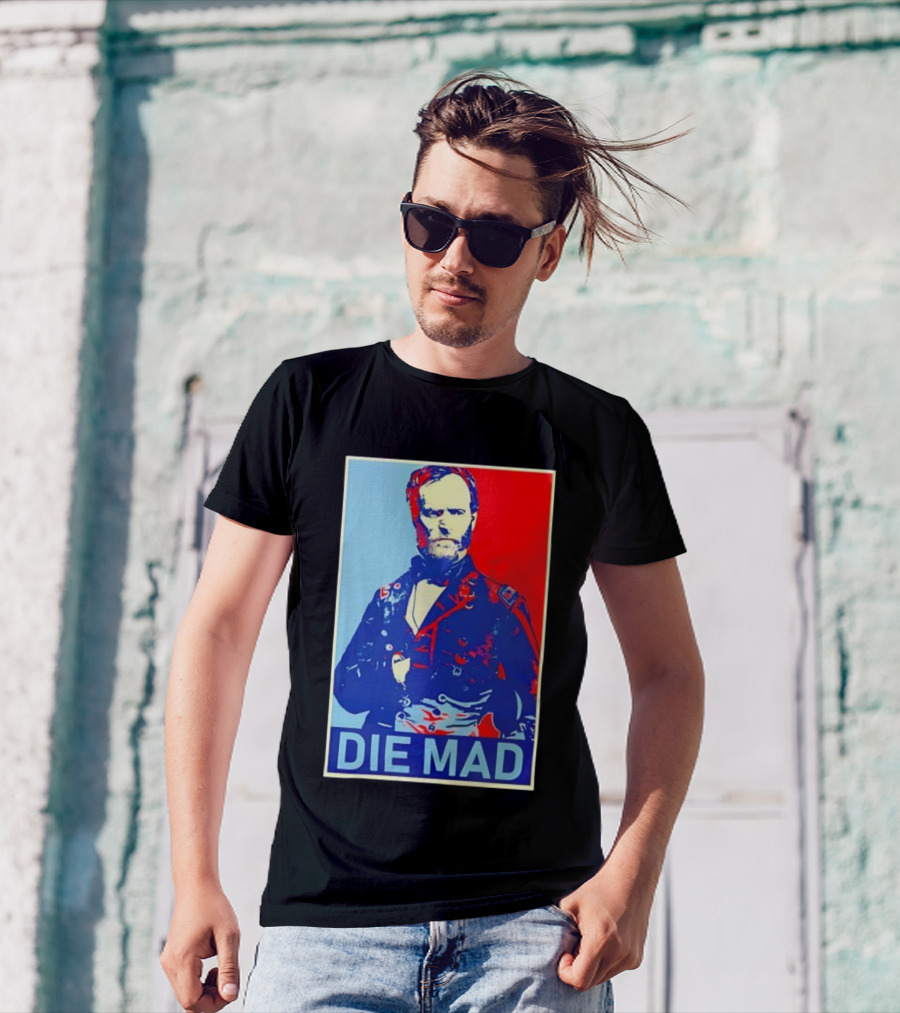 Die Mad Sherman Essential Bold Political Art Red Blue Portrait T-Shirt